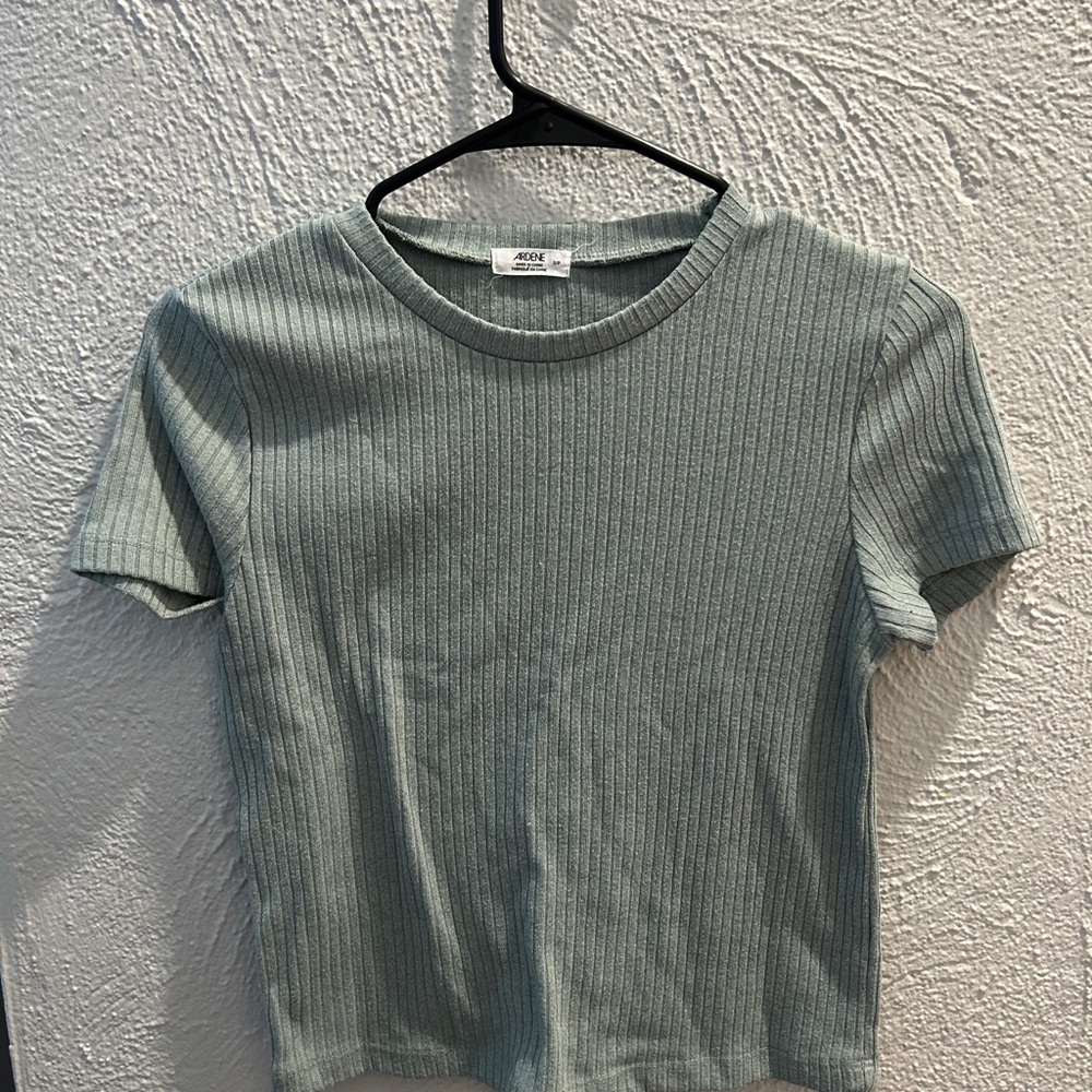 Ardene Green Ribbed Short Sleeve Tee